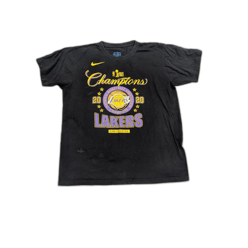 Nike Shirt Mens L Black 2020 NBA Champions LA Lakers T shirt Locker Room Tee